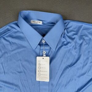 Collars & Co. Dress Collar Polo Shirt Mens M Blue Lightweight 4-Way Stretch